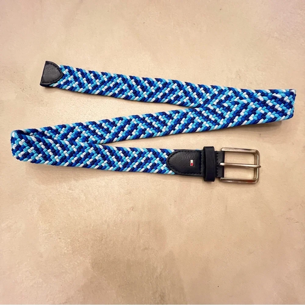 TOMMY HILFIGER Elastic Braided Belt Blue 34-35”